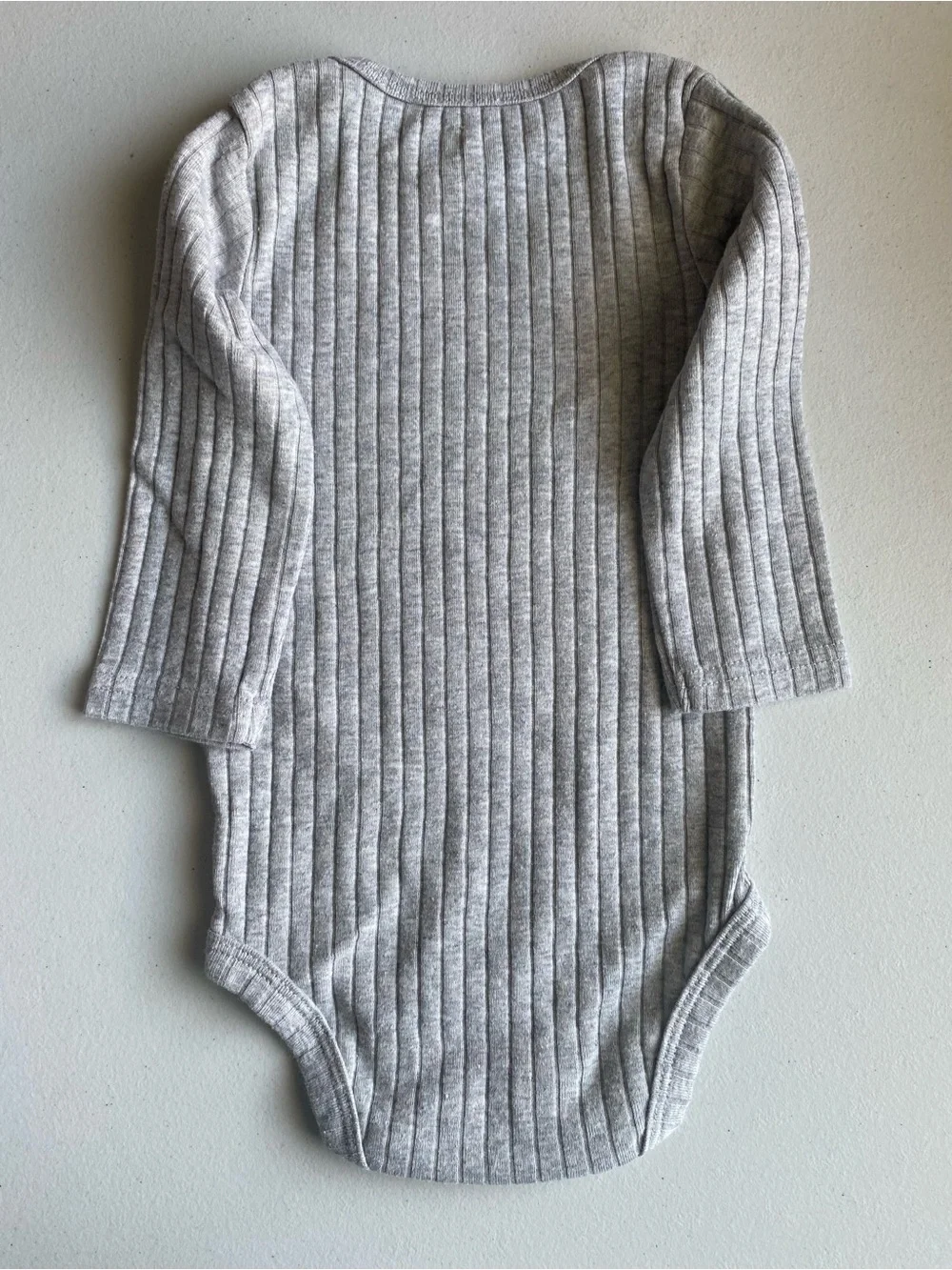 Carter's Gray Ribbed Long-Sleeve Baby Bodysuit Onesie 6-9M